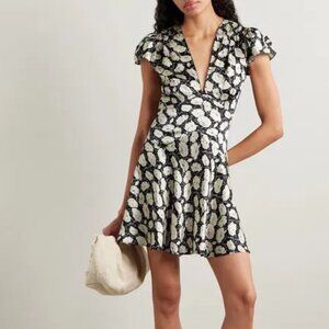 Doen NWOT Dianne Floral-Print Silk-Satin Mini Dress